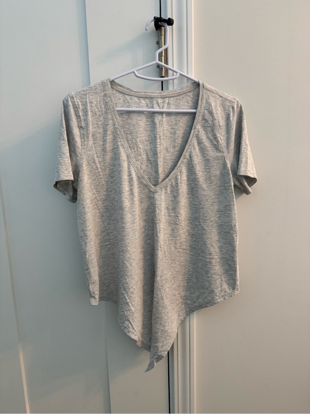 Lululemon Women's Light Gray V-Neck Short Sleeve Top